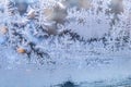 Window ice, crystallization. Frost texture on window Royalty Free Stock Photo