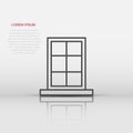 Window icon in flat style. Casement vector illustration on isolated background. House interior sign business concept Royalty Free Stock Photo