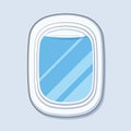 Window from inside the airplane. Aircraft porthole shutter. Air journey or vacation concept. Vector illustration