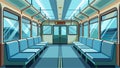 Window inside train interior. Vector realistic set of clear windows with metal frame and handles in metro wagon, passenger co... Royalty Free Stock Photo