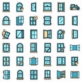 Window installation icons set vector flat