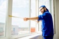 Window installation worker Royalty Free Stock Photo