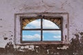 Window in interior of old abandoned house. Royalty Free Stock Photo