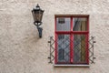 Window with a lantern Royalty Free Stock Photo