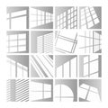 Window lights vector illustration set, sunlight or shadow overlay effect of window frames on room wall, ceiling or floor