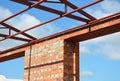 Window lintel construction. Steel roof trusses details with bricklaying frame windows construction. Steel Lintels.