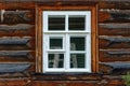 Window in a log house Royalty Free Stock Photo