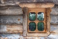 Window of a log house Royalty Free Stock Photo