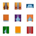 Window louvers icon set, cartoon style