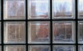 Window made of transparent glass squares and black parts in between