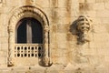 Window in Manueline style. Belem Tower. Lisbon. Portugal Royalty Free Stock Photo