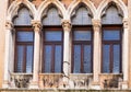 Window of medieval palazzo on street contra