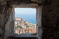 Window on the miniature world of Dubrovnik Old Town. Royalty Free Stock Photo