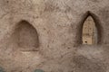 Window and niche in old clay house in Al Hamra, Oman Royalty Free Stock Photo