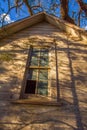 Window on an old abandoned farm house Royalty Free Stock Photo