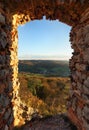 Window of old castle Pajstun near Bratislava