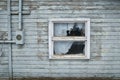 Window in Old Dilapidated Building With Peeling Paint