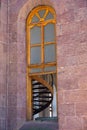 Window of old Lutheran church of St. John in Goygol city, built in 1854. Western Azerbaijan