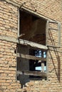 Window of an old ruined factory Pogradec - Albania Royalty Free Stock Photo