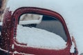 window of old truck in the snow Royalty Free Stock Photo