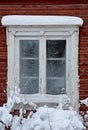 A window of an old wooden building. Royalty Free Stock Photo