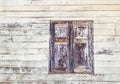 The window of the old wooden log house on the background Royalty Free Stock Photo