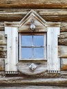 Window in an old wooden village house Royalty Free Stock Photo