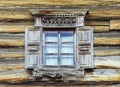 Window in an old wooden village house Royalty Free Stock Photo