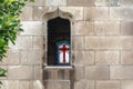 The window of one of the crypts in Poblenou Cemetery