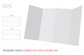 Window open Brochure template, vector with die cut layers. White, clear, blank, isolated Window Open Brochure mock up Royalty Free Stock Photo