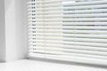 Window with open modern  blinds indoors, closeup Royalty Free Stock Photo