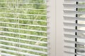 Window with open modern horizontal blinds , closeup Royalty Free Stock Photo