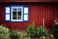 Window with open wooden shutters Royalty Free Stock Photo