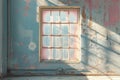 Window with peeling paint in weathered old building Royalty Free Stock Photo