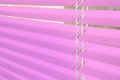 Window with pink horizontal blinds, closeup Royalty Free Stock Photo
