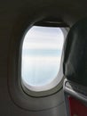 The window of the plane taken from the outside.