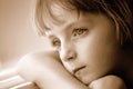 Window Portrait of Little Girl Looking Out