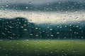 Window and raindrops photo, rainy day weather condition Royalty Free Stock Photo