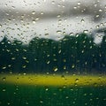 Window and raindrops photo, rainy day weather condition Royalty Free Stock Photo