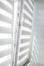 Window roller duo system day and night. Close up on roll curtains indoor. Royalty Free Stock Photo