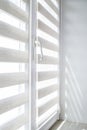 Window roller duo system day and night. Close up on roll curtains indoor. Royalty Free Stock Photo