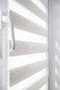 Window roller duo system day and night. Close up on roll curtains indoor. Royalty Free Stock Photo