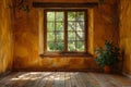 A empty room and window in a room with sunlight shining through it Royalty Free Stock Photo