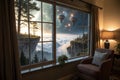 Window in room with surreal and mystical view Royalty Free Stock Photo