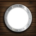 Window round ship porthole on a wooden wall Royalty Free Stock Photo