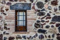 Window rustic house with railings. Protection from thieves