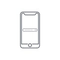 Window search on screen phone in outline flat style on white backcground