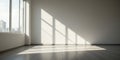 Window Shadow Wall Floor Interior Sunlight Minimalist Light Play Geometric Grid Pattern Empty Room Reflection Abstract Effect Royalty Free Stock Photo