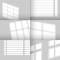 Window shadows. Realistic overlay shadow effect from jalousie. Natural sunlight from windows on walls mockup for product