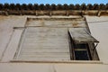 Window shutter stained wall Royalty Free Stock Photo